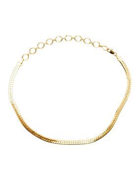 Sicily 18K Gold Overlay Herringbone Choker Necklace Child Size Adjustable